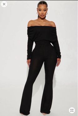 Black Off-Shoulder Ruched Jumpsuit