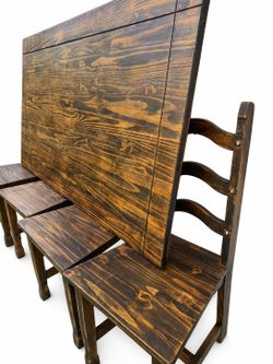63”x36” Wood dining table with chairs