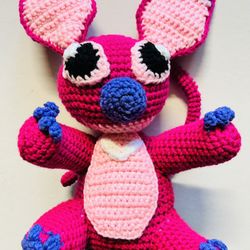 ANGEL Lilo Stitch blue Crochet Doll PLUSH figure toy Amigurumi handmade NEW-USA