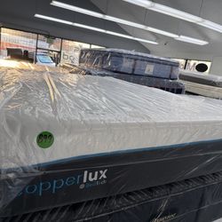 QUEEN SIZE BEDTECH COPPER LUX MATTRESS & BOX SPRING BED SET