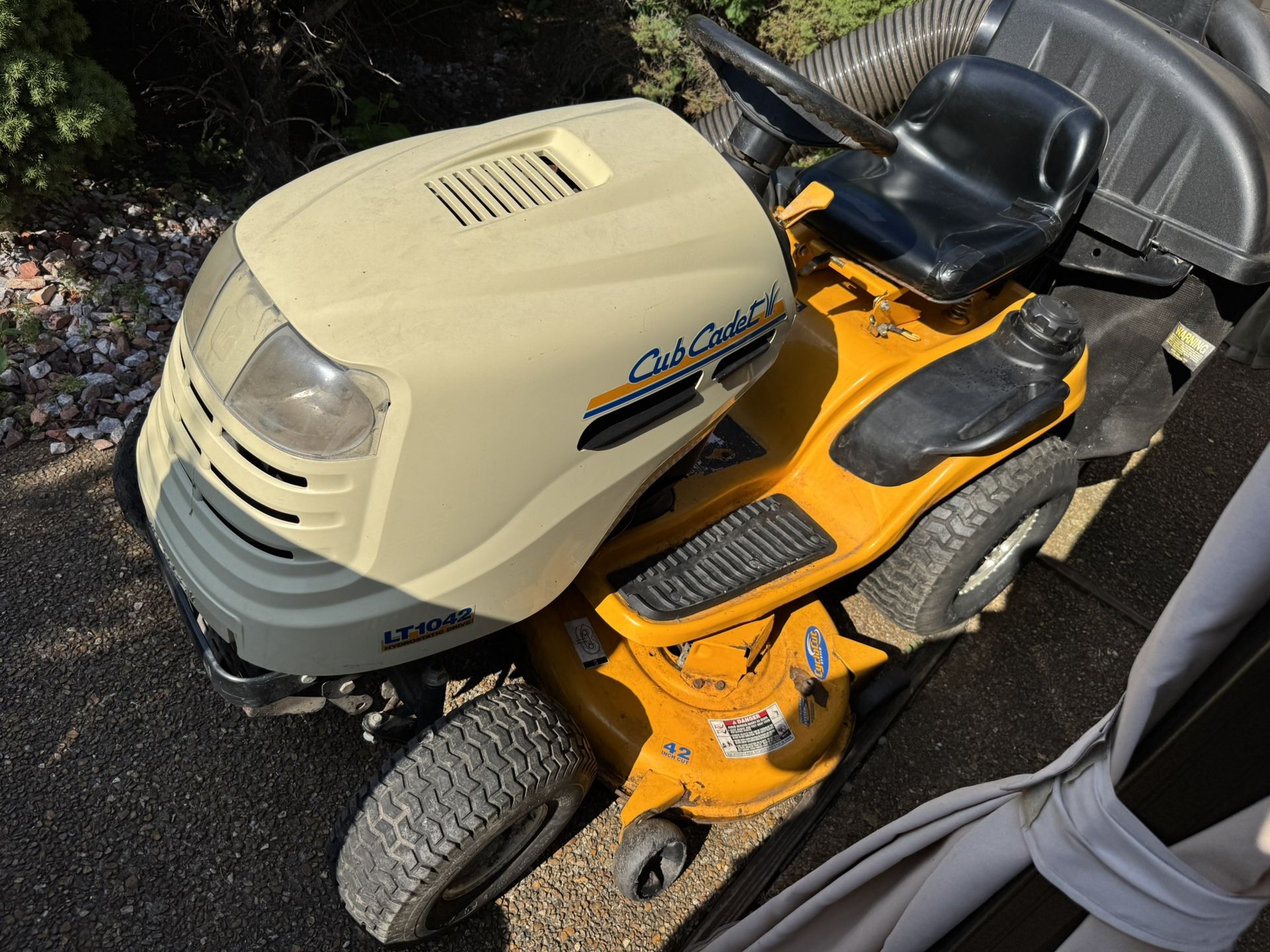Cub Cadet LT1042 With 19 HP Engine And 42” Deck With 2 Pin Bagger Riding Mower