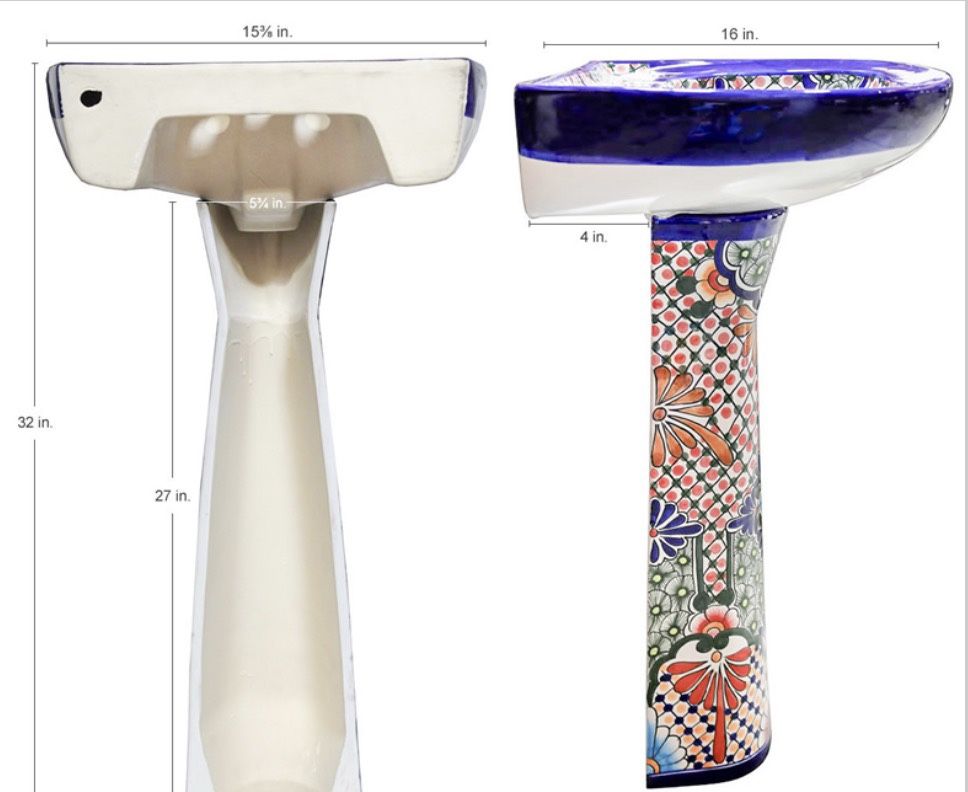 Porcelain Talavera Style Pedestal Hand painted Porcelain Pedestal Talavera Style