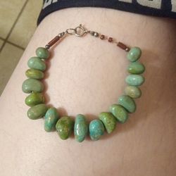 Vintage native American natural green turquoise chuncstone bracelet