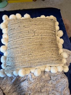 Anthropologie Pommed Jute Pillow