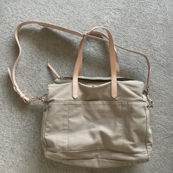 Cuyana Weekender canvas and leather travel bag