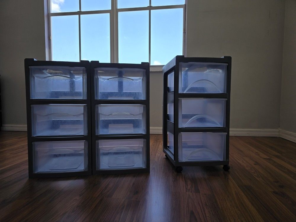 3 Drawer Plastic Organizer (Set Of 3 Total)/Colors Grey Clear