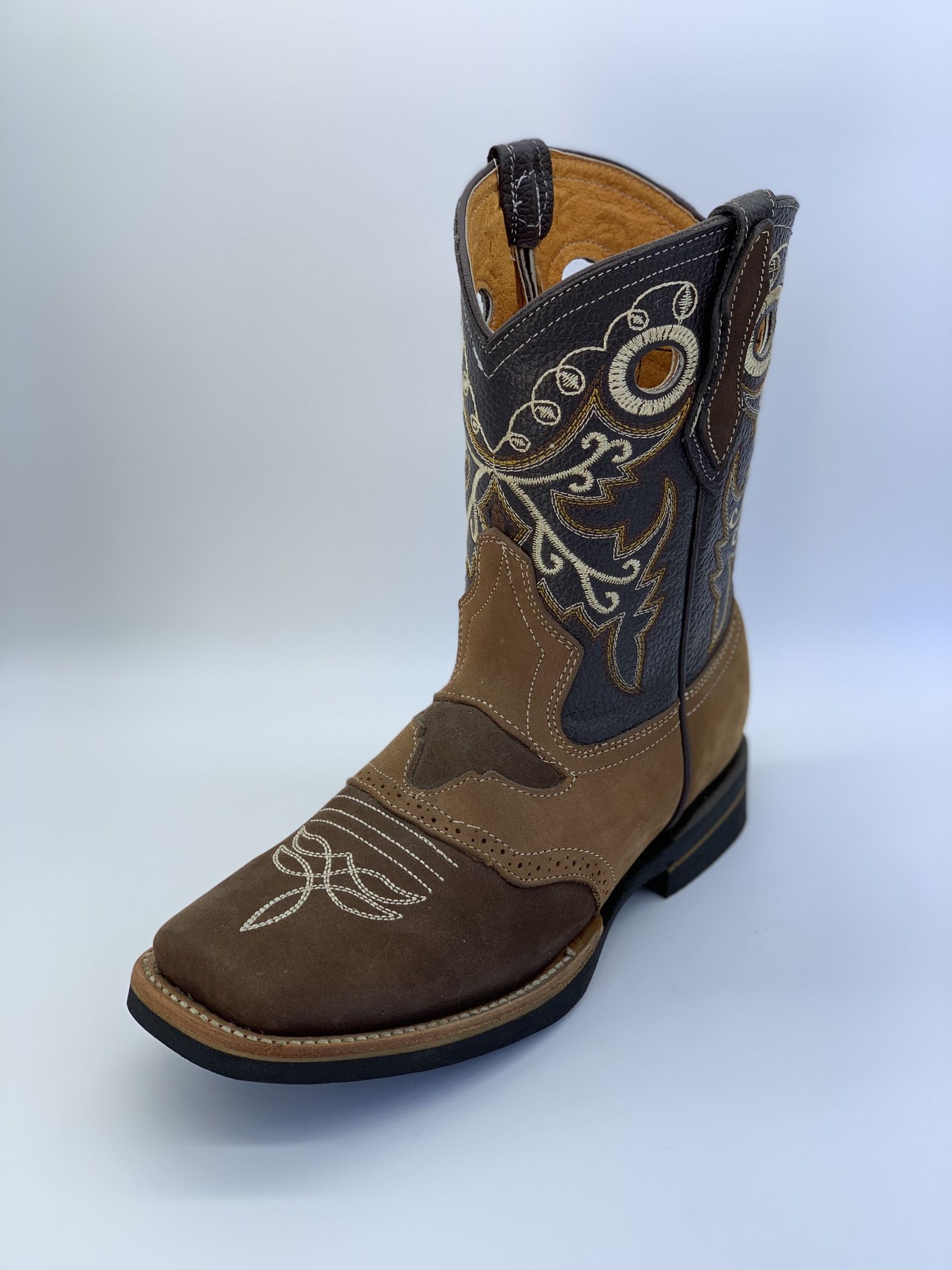 Western Suede Leather Square Toe Boots