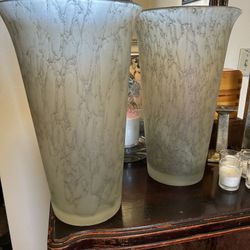 MIKASA frosted glass vases (pair)
