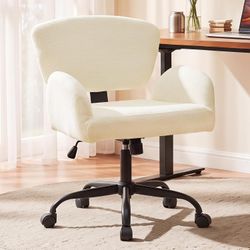 Office Desk Chair w/ Wheels, Soft Chenille Fabric, Wrap-Around Armrests, Tilt & Height Adjust