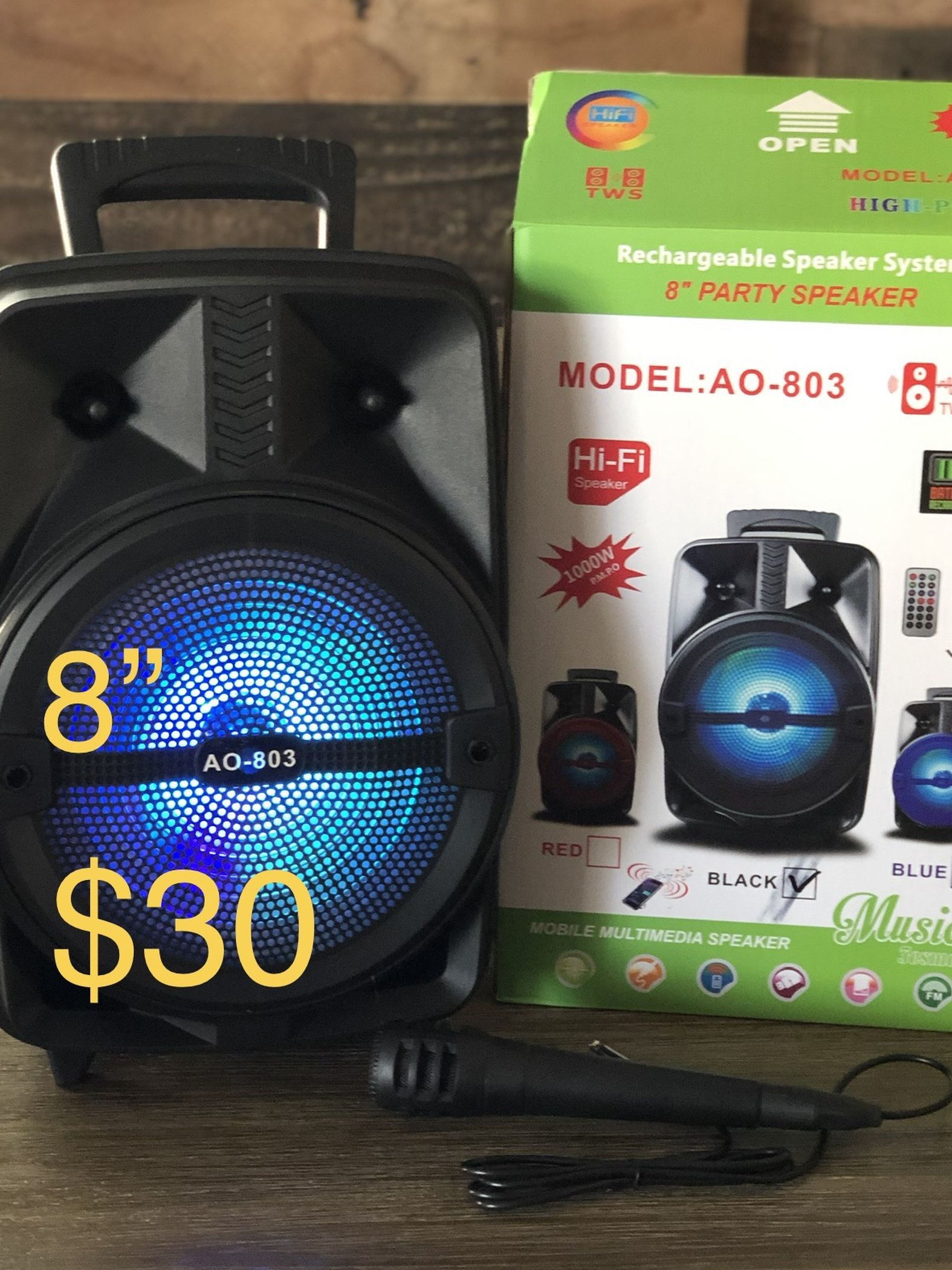 8” Bluetooth Rechargable Karaoke Speaker Keus With Microphone And LED Display