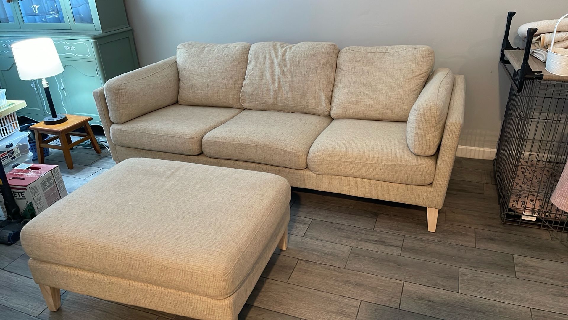 Couch Beige Cloth Removable Cushions