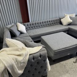 Free Delivery* Like New Gray Sectional Sofa with Ottoman!