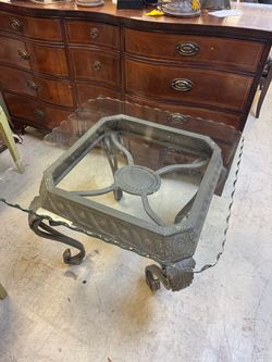 Ornate Metal and Glass Coffee Table
