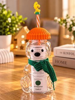 Starbucks x Peanuts Snoopy Glass Cup with Straw