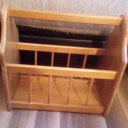 Vintage From The Stamped  70's Solid Wood Magazine and Newspaper Rack