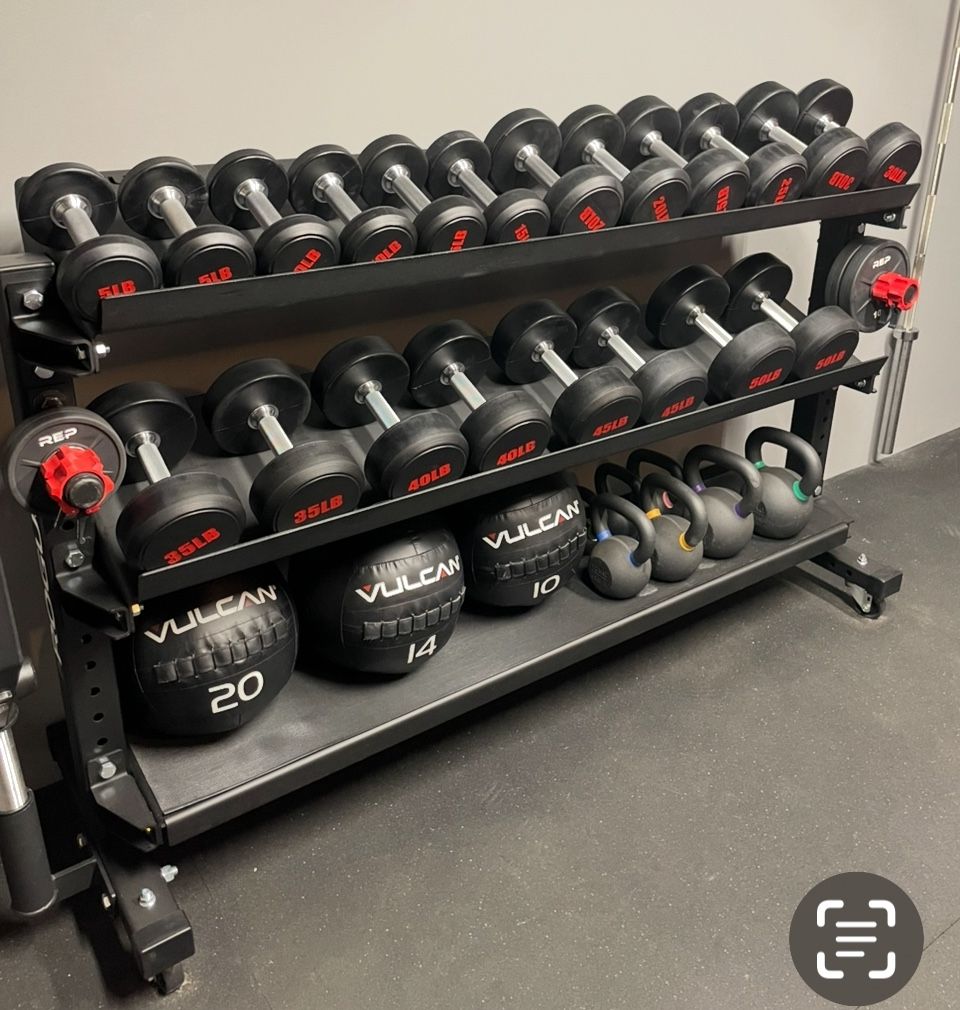 Pro Dumbbell Set With Rogue Storage Rack