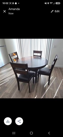 Solid Wood Round Dining Table- Set 4 Chairs