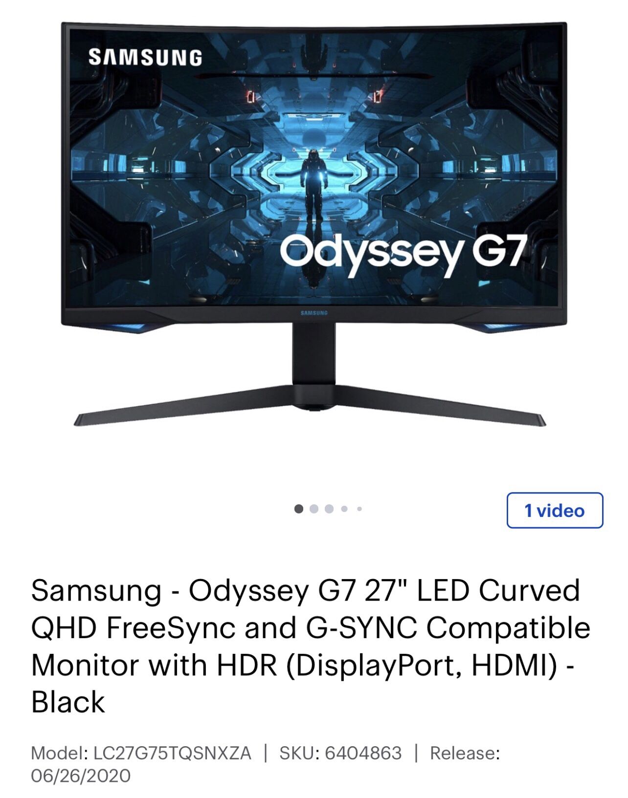 Samsung curved Odyssey monitor