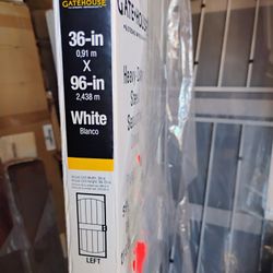 36x96 Security Door White Frame Black Screen Left Hand $290 Available Now 