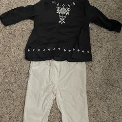 NWOT Carters 3 Mo Black Top and White Corduroy pants. Adorable