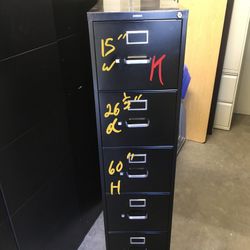 Black 5 drawer letter size file cabinet with key… $90 each 