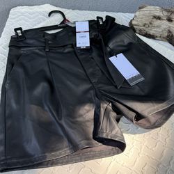 New With Tags Sofia High Rise Faux Leather Shorts Size 2