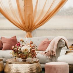 Ottoman Footstool Gold Brass Base NIB IVORY or Dusty Rose ( Dusty PINK) Lounge Seating 