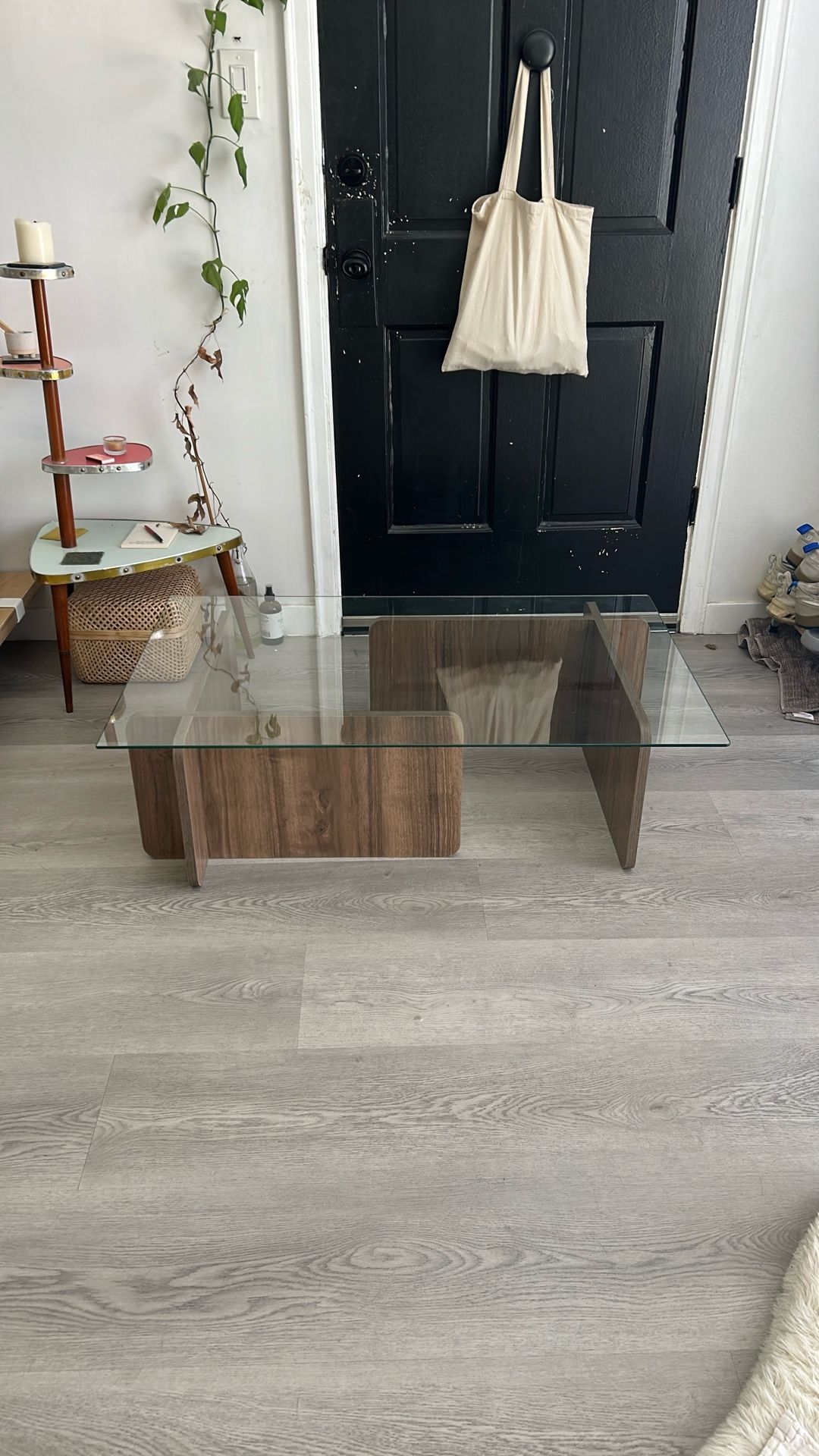 Glass top coffee table