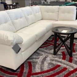 Donlen White 2 Piece Sectional With Chaise ☘️ Financing Available 