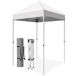 INTER HUT 5x5 Pop Up Canopy Tent, Instant Portable Beach Canopy, Outdoor Tent with Carry Bag for Camping, Sports, Tailgating, Events, White Retail $99