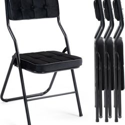HOMEFUN Padded Folding Chairs 4 Pack - Foldable Dining Chair with Cushion, Portable and Assembled Extra Seat for Guests Kitchen Office Wedding Party B