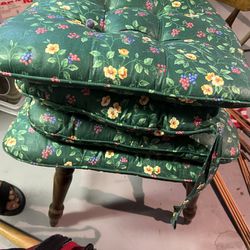 4 longaberger green floral chair pads