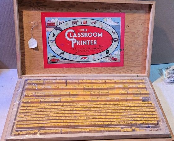 Vintage The Classroom Printer wooden block set