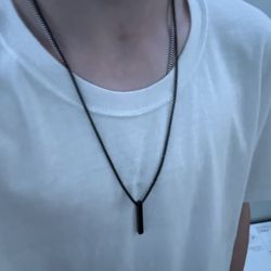Black Solid Pendant Necklace Men Or Women Wear Perfect For Any Occasion
