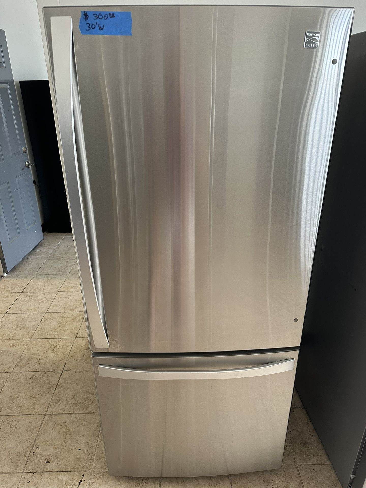 Kenmore Elite 30” W Bottom Freezer Stainless Steel Refrigerator