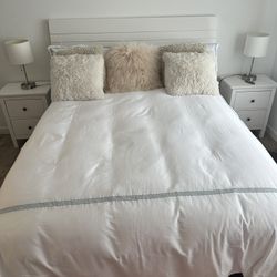 Queen Bed Frame, Mattress And Box 