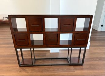 Wood and Metal Console Table with Drawers