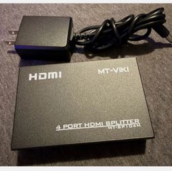MT-ViKI HDMI Splitter 1 in 4 Out, 4K 30Hz Powered HDMI Distributor For 4 Monitor