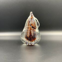 Vintage Murano Glass Paper Weight Brown Pear Controlled Bubble