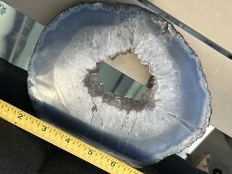 Natural Quartz Slice w/ Blue Agate Rim