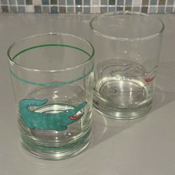Vintage Cera Cora MCM Glass Alligator Glasses Rare 1960s Vintage Barware READ!!!