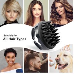 Hair Shampoo Brush, Shampoo Comb, Portable Head Cleaning Wash Scalp Massage Comb (Black)