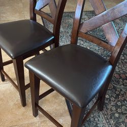 Counter Height Wood ‘X Back’  Stools (2)