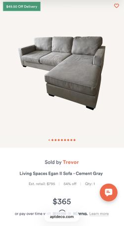 Living Spaces Egan II Sectional Sofa - Cement Gray