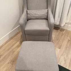 Adrian Swivel Glider with Storage Ottoman 