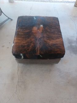 Genuine Leather Cowhide Ottoman 