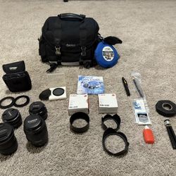 Canon Lens Kit w/ filters, polarizer, bag, cleaning supplies - see description