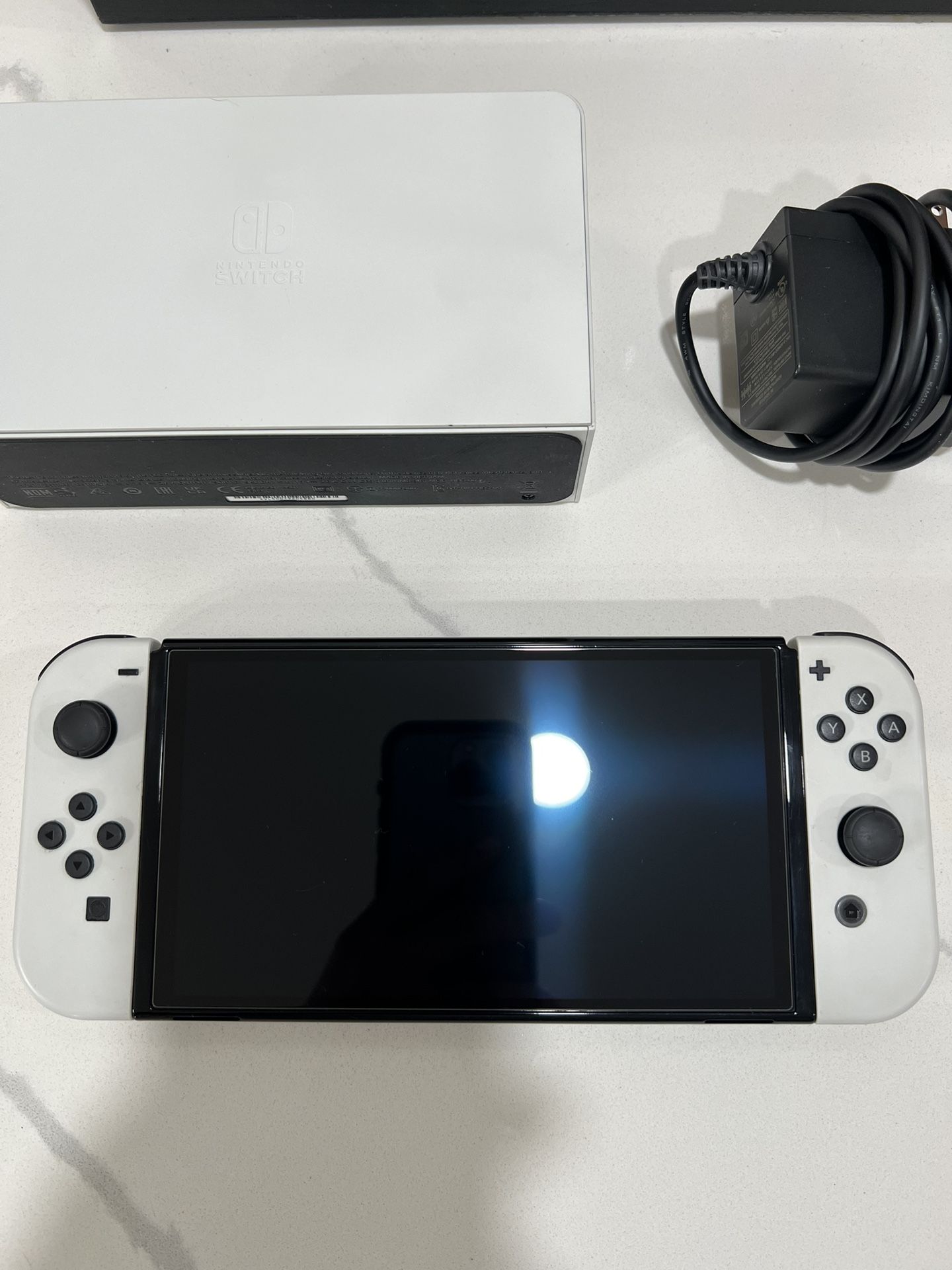 OLED Nintendo Switch Console with Original White Controllers, Dock and Accessories Complete