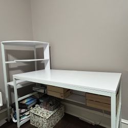 White Desk With Shelves 