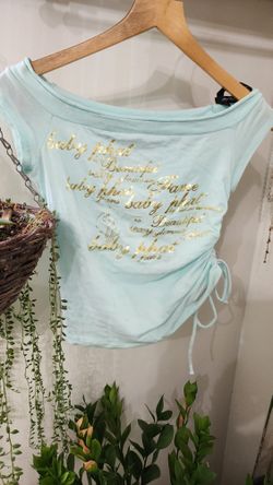 Baby Phat Off The Shoulders Aqua Top Gold Letters